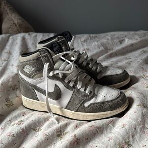 Gray and White High-Top Sneakers